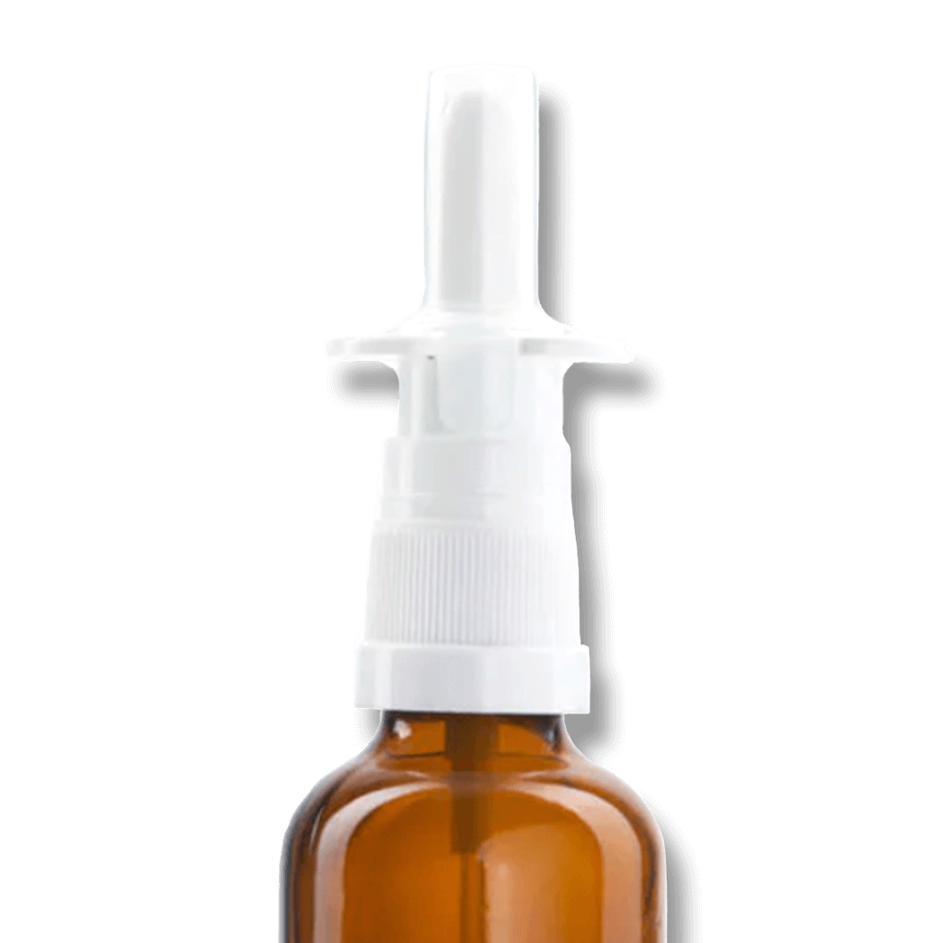 Nasenzerstäuber-Aufsatz für DIN 18 (10 ml, 50 ml) Braunglasflaschen