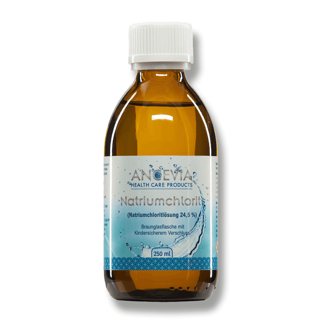 Sodium chlorite 24.5% (250 ml) in pharmaceutical grade amber glass bottle