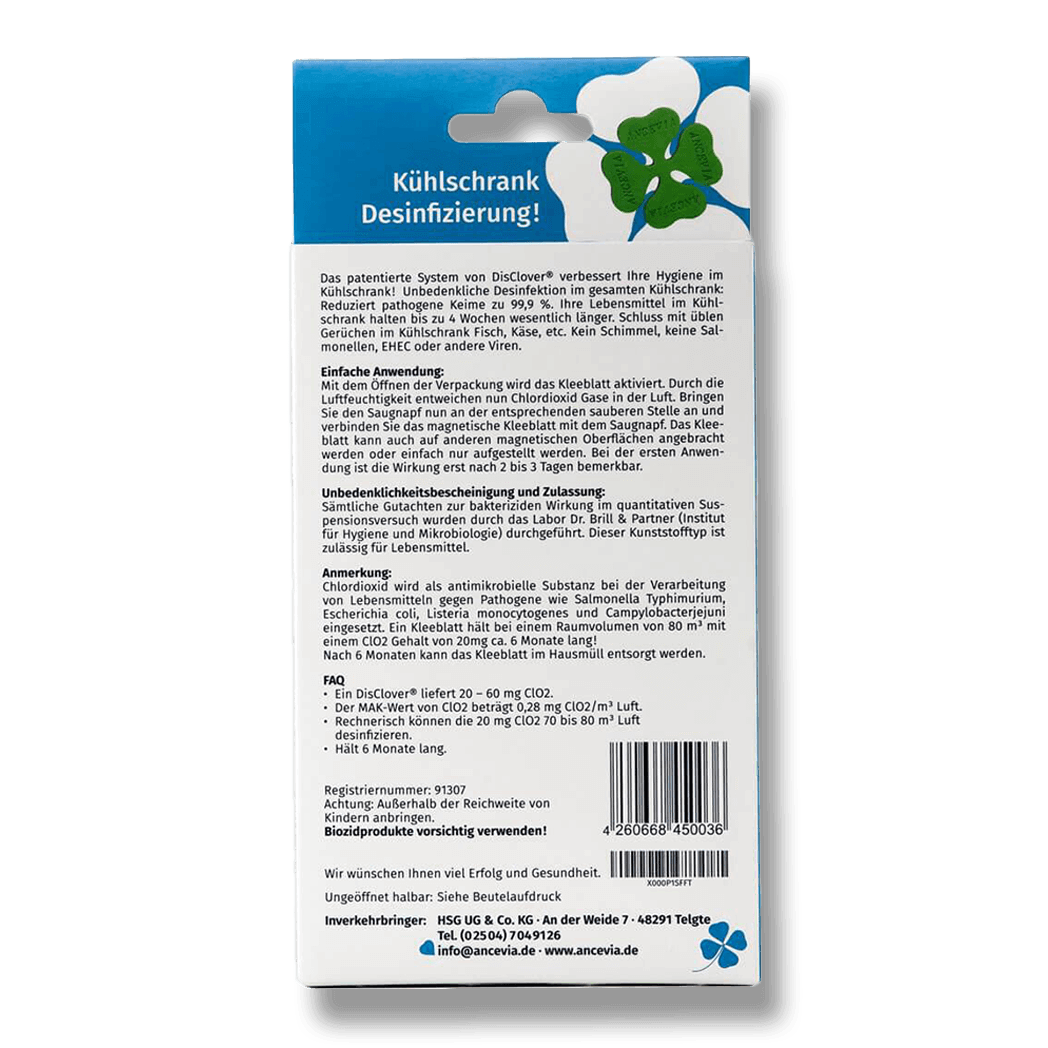 DisClover (air disinfection capsule) based on chlorine dioxide