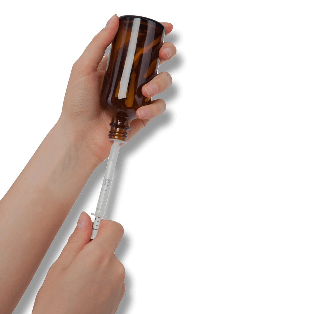 Dosing syringe (1 ml, 3 ml, 6 ml) for DIN 18 glass bottle